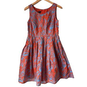 Orange-red and blue Talbots dress — Sz 8P